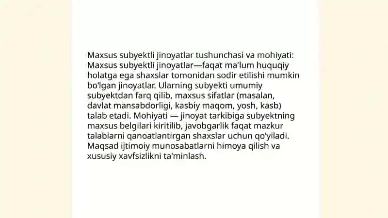 Maxsus subyektli jinoyatlar tushunchasi va mohiyati 3