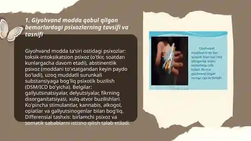 Giyohvand modda qabul qilgan bemorlardagi psixozlar. Davolash usullari 3