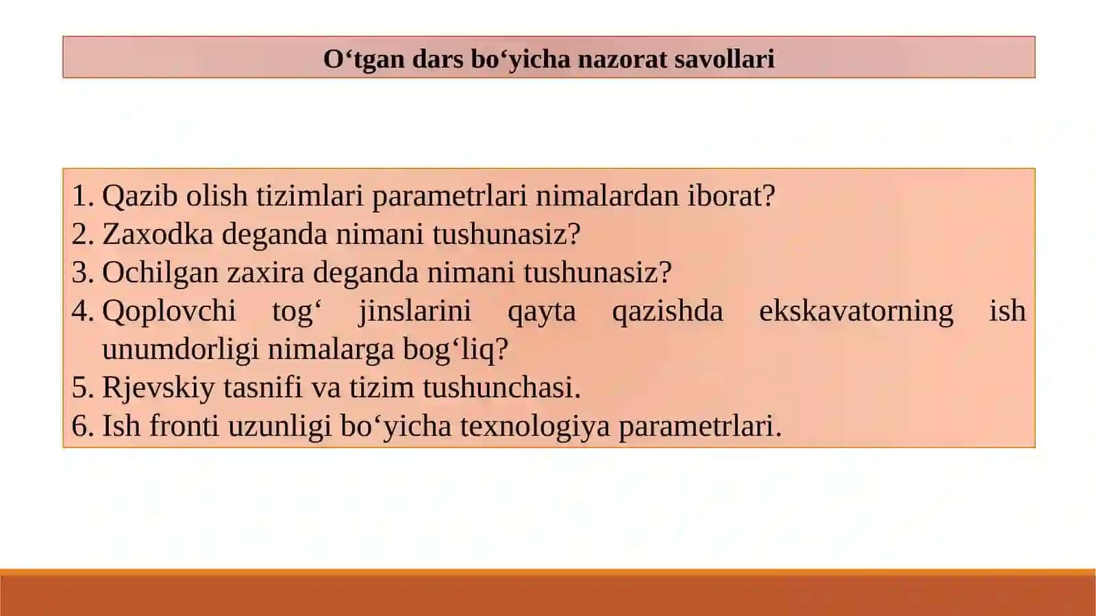6-MA’RUZA:CHUQURLAMA (УГЛУБОЧНАЯ)QAZISH TIZIMLARI TEXNOLOGIYASI VA KOMPLEKS MEXANIZATSIYALASH 3