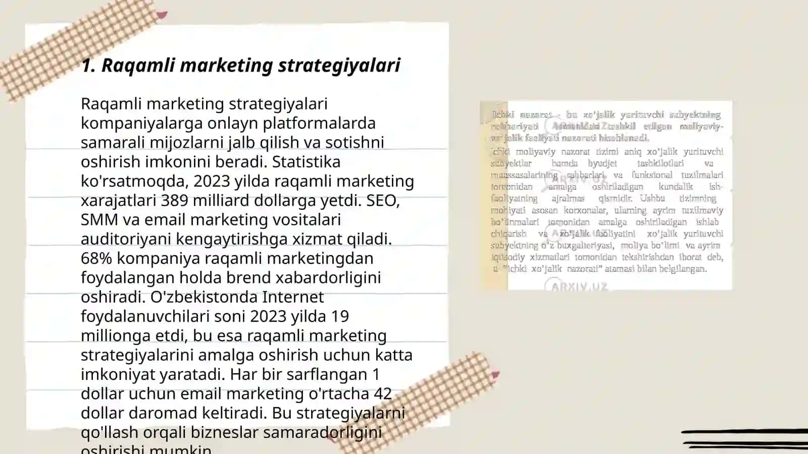 Turistik korxonalarda marketingni rivojlantirish usullari 3