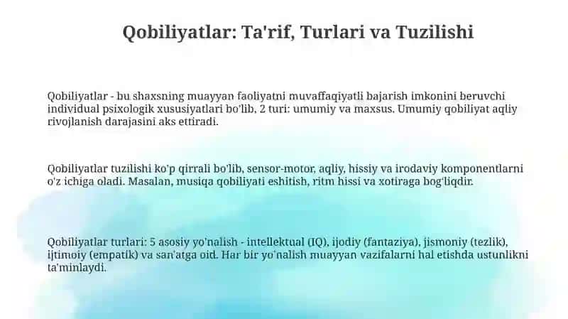 Qobilyatlarning psixalogik strukturasi 3
