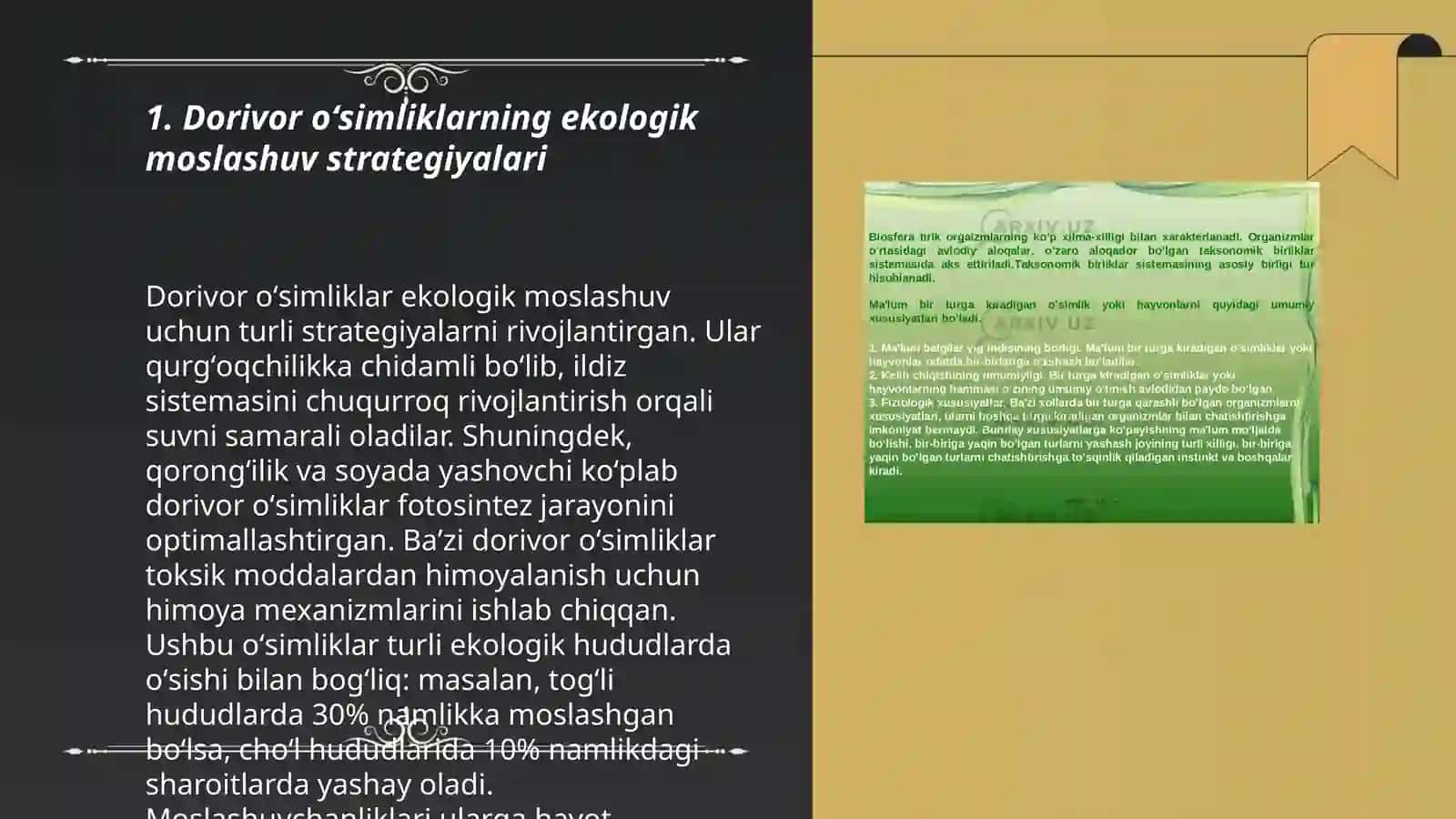 Dorivor oʻsimliklarning ekologik moslashuv strategiyalari 3