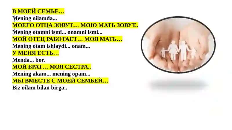 УРОК 2. МОЯ СЕМЬЯ «МЕНИНГ ОИЛАМ» 3