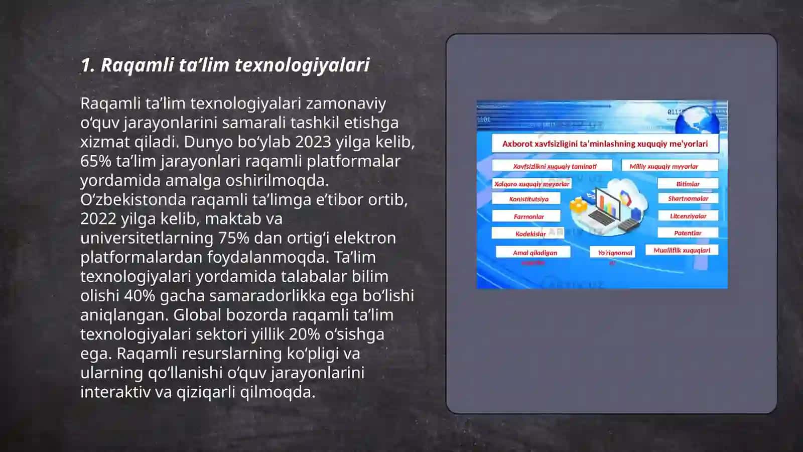 Ximiyani oqituvda informatsiya texnologiyalari. Talim mazmunin ahamiyeti ham texnologiyalari 3