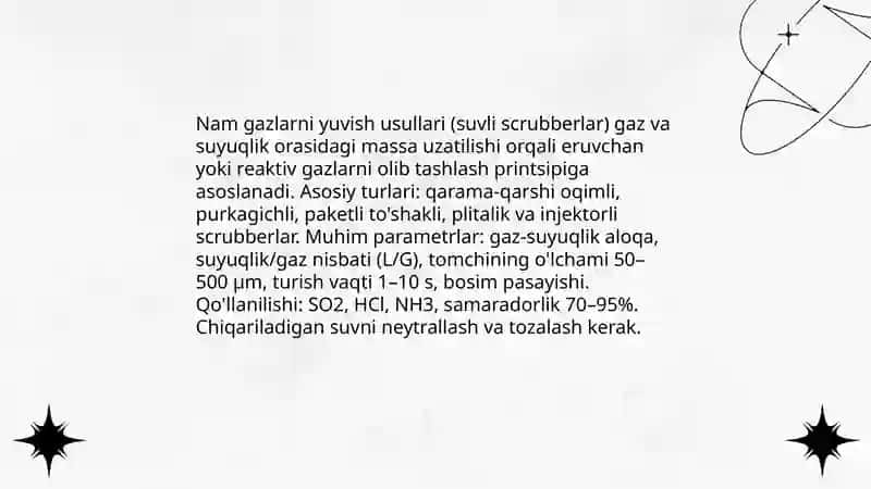 Atmosfera havosidagi gazlarni tozalash usullari 3