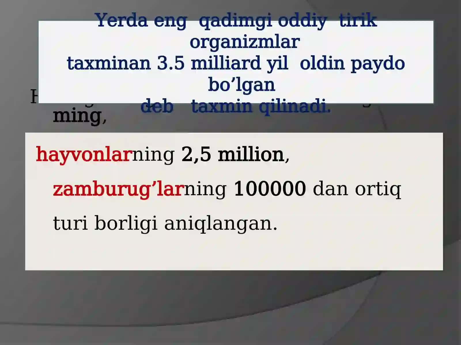 O'simlik va hayvonot dunyosining paydo bo'lishi 3