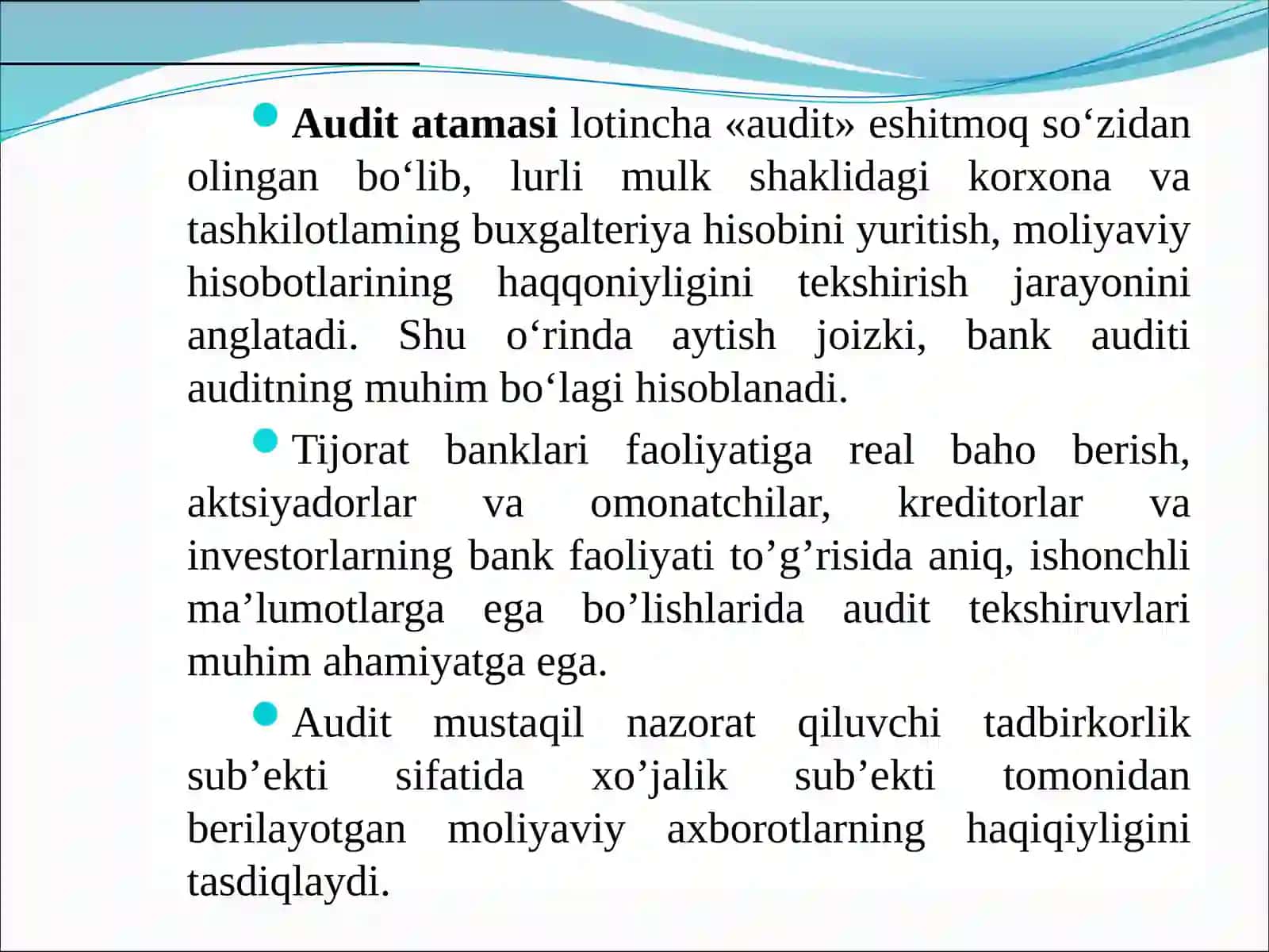 Bank auditi tushunchaсi va auditorlik faoliyatining mohiyati 3