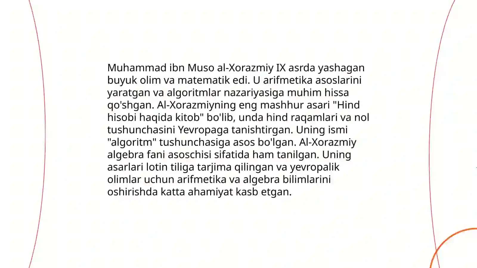 Muhammad ibn Muso al Xorazmiy va arifmetika asoslari 3
