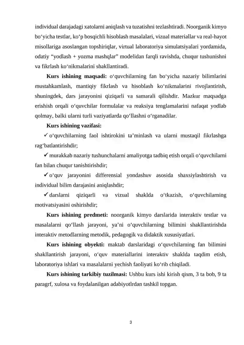 Noorganik Kimyo Darslarida Interaktiv Testlar 3