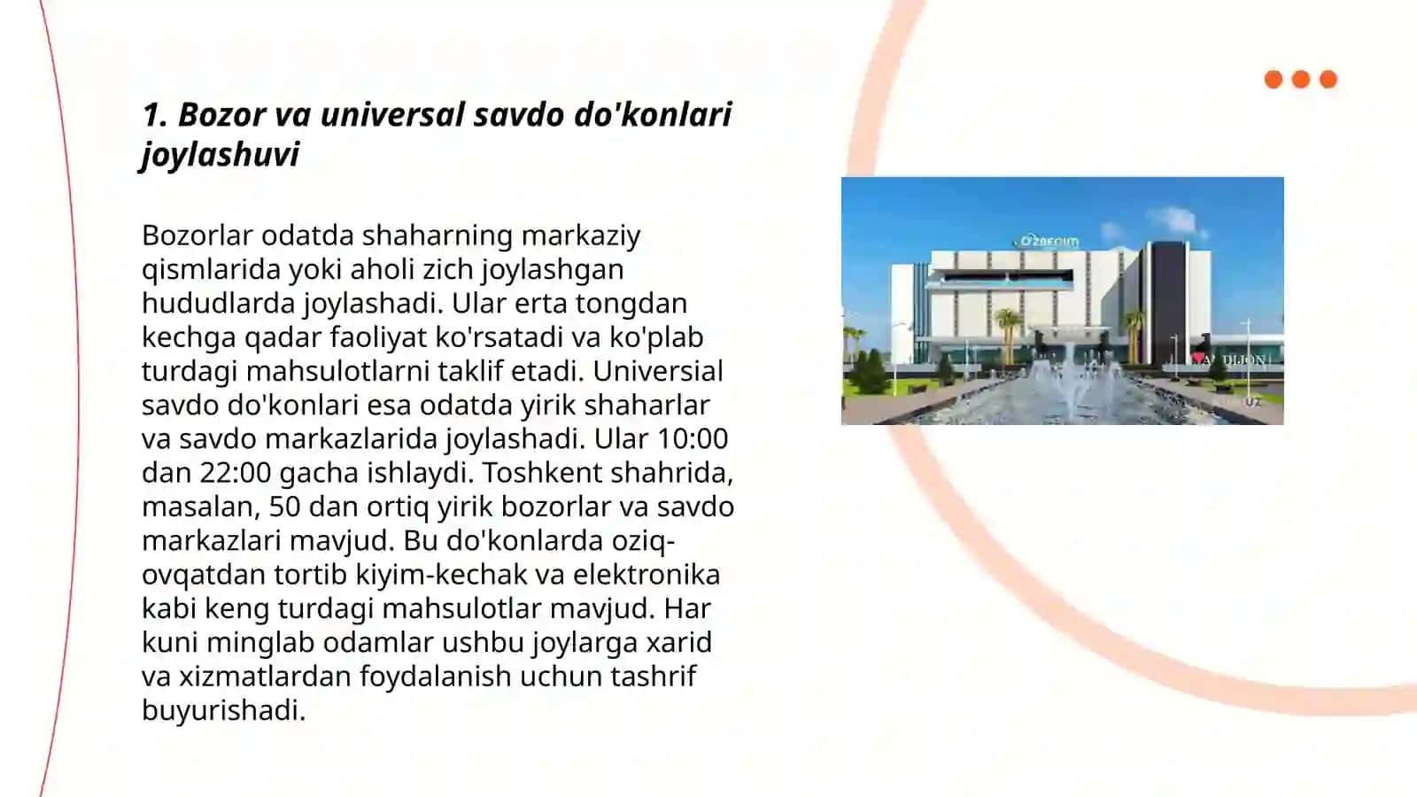 Bozor va universal savdo dokonlarini loyihalash 3