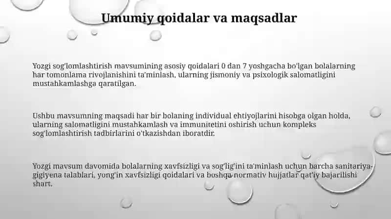 Yozgi sog'lomlashtirish mavsumi 3