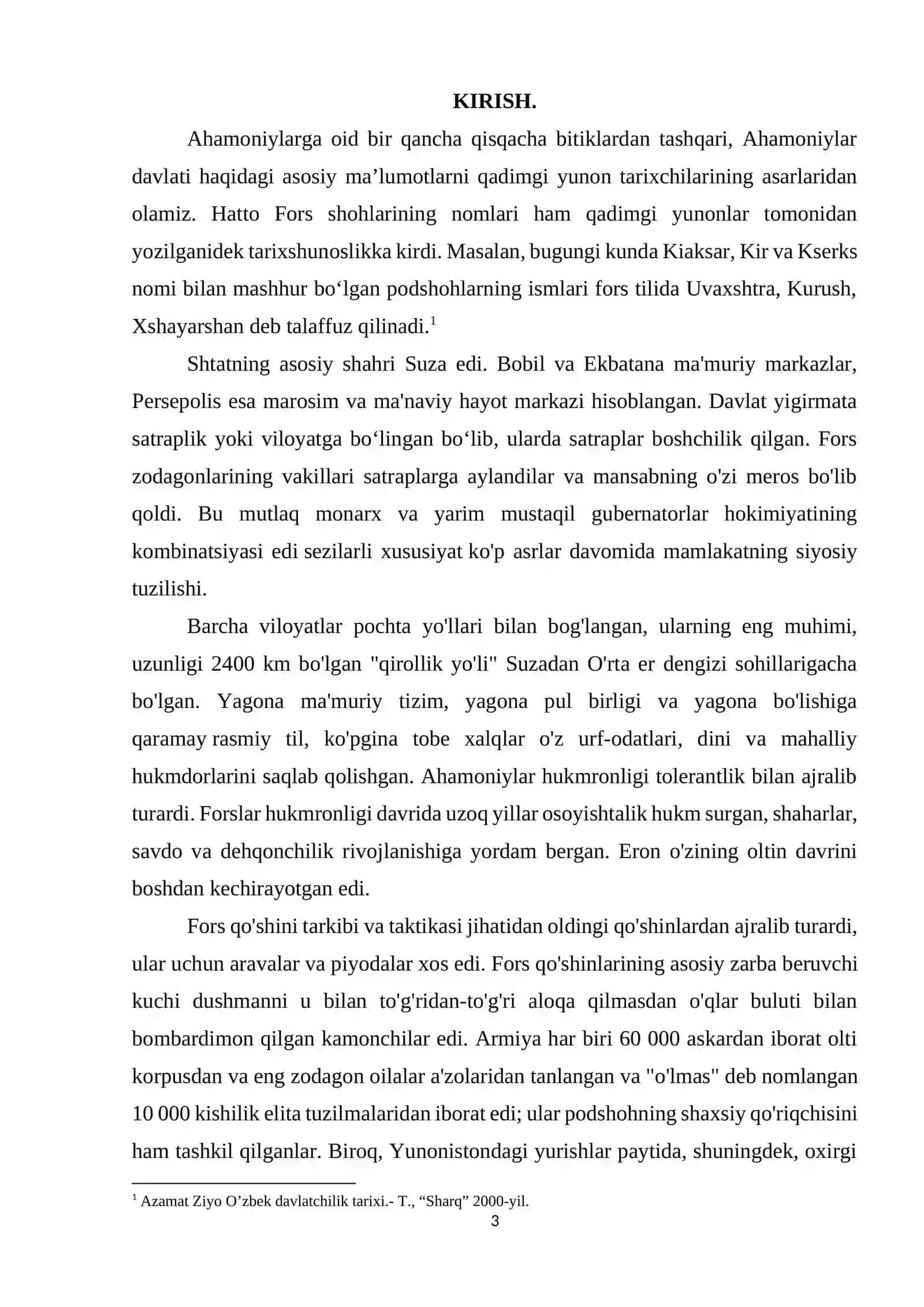 "AHAMONIYLAR DAVLATI TARIXIY MANBALARIDA OʻRTA OSIYONING YORITILISHI" KURS ISHI 3
