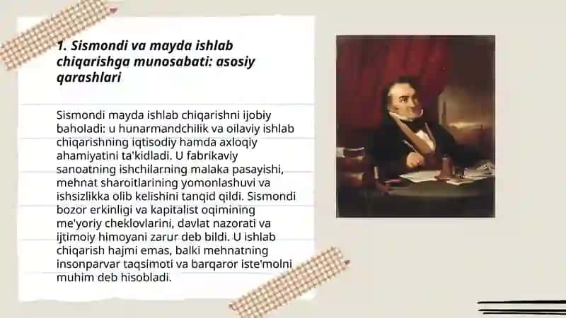 Sismondi va mayda ishlab chiqarishga munosabati: asosiy qarashlari 3