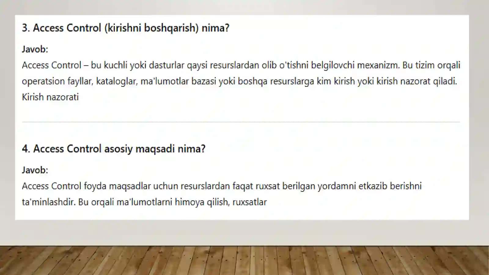 XAFSIZLI. ACSES CONTROL, AUTETINCATION, AUDITING 3
