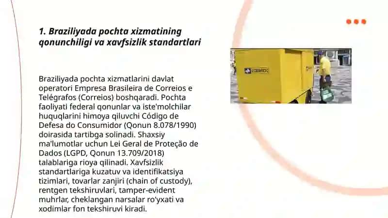 Pochta xizmatida xavfsizlik va sifat fanidan Braziliya davlati 3