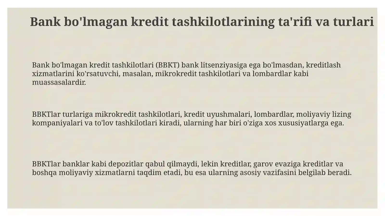 Нобанк кредит ташкилотлари ва улар фаолиятининг хукукий асослари 3