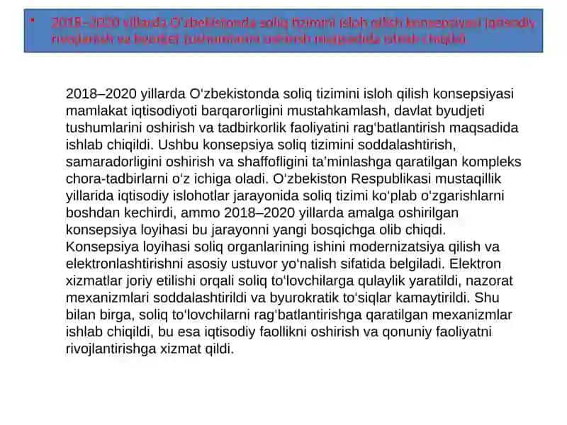 2018-2020 yillarda O‘zbekistonda soliq tizimini isloh qilish konsepsiyasi 3