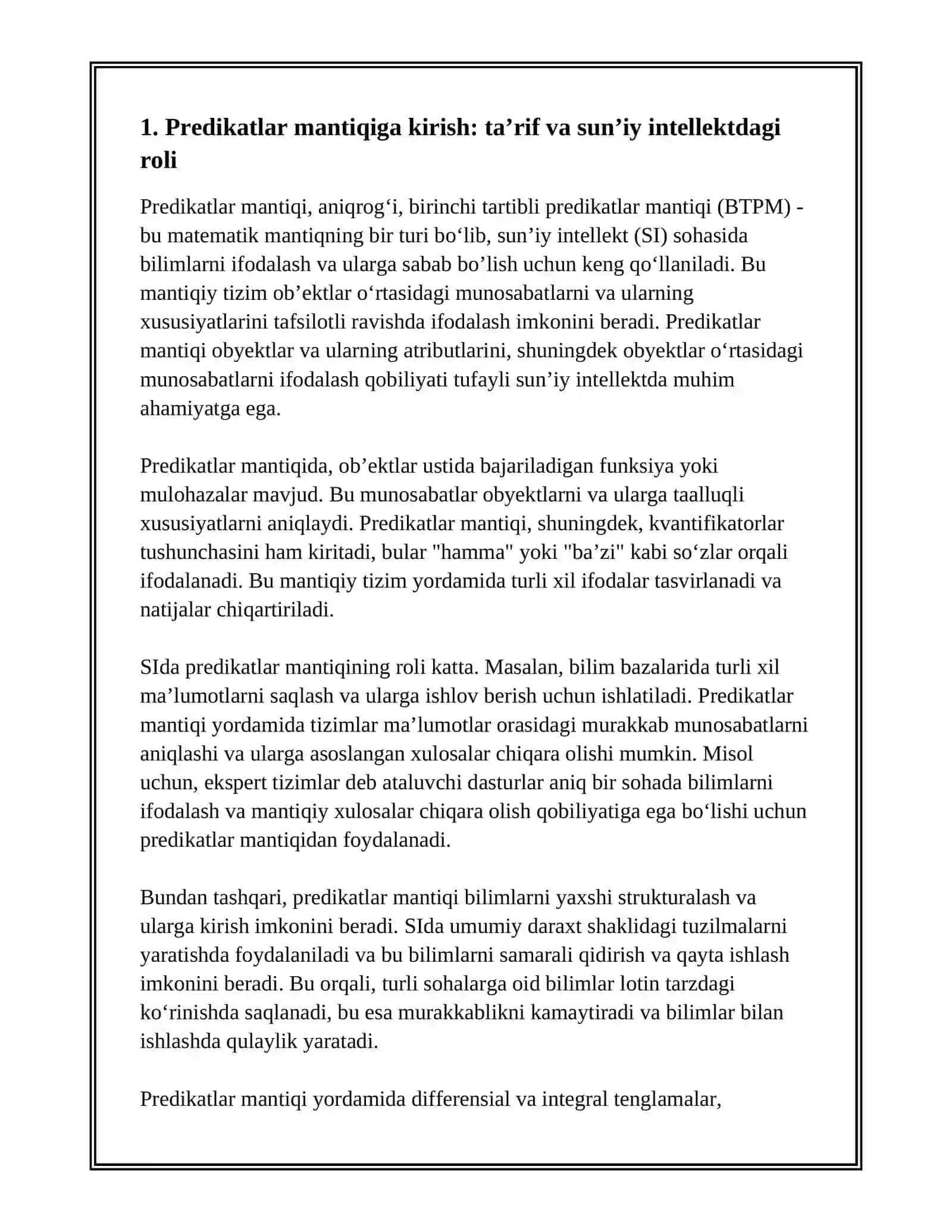 SUN’IY INTELLEKTDA BILIMLARNI MANTIQIY IFODALASH (PREDIKATLAR MANTIQI) 3