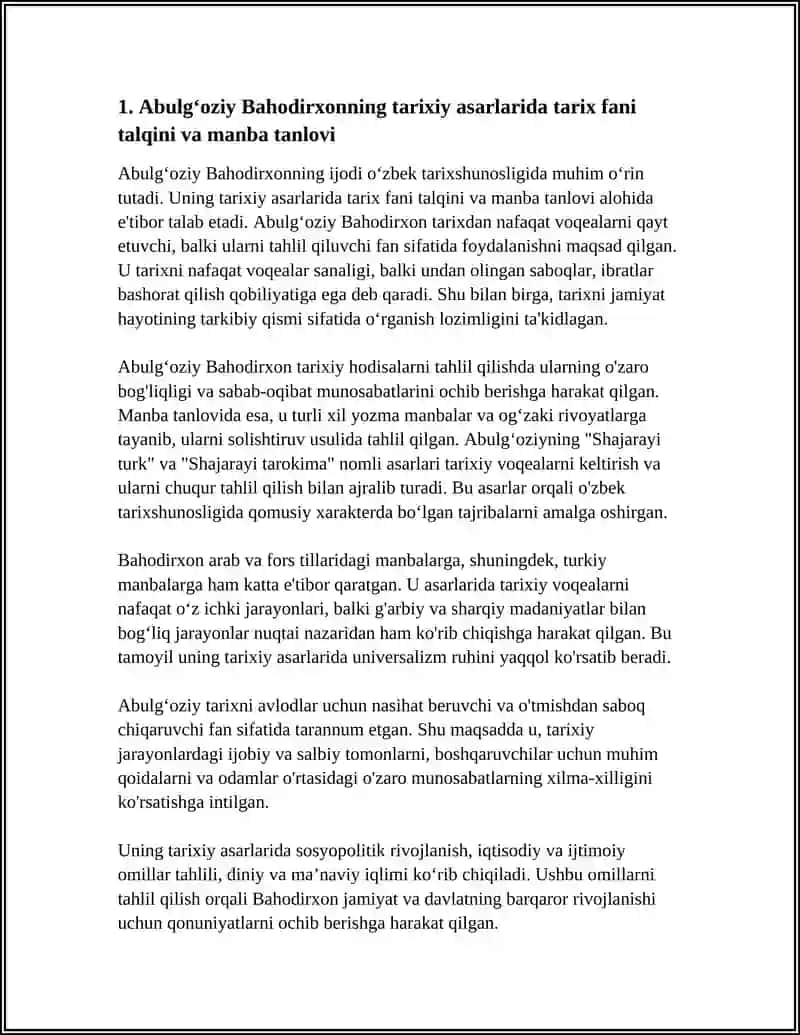 ABULGʻOZIY BAHODIRXON MUHAMMAD YUSUF BAYONIY BEHBUDIY VA FITRATLARNING TARIXIY ASARLARIDA TARIX FANI TALQINI 3
