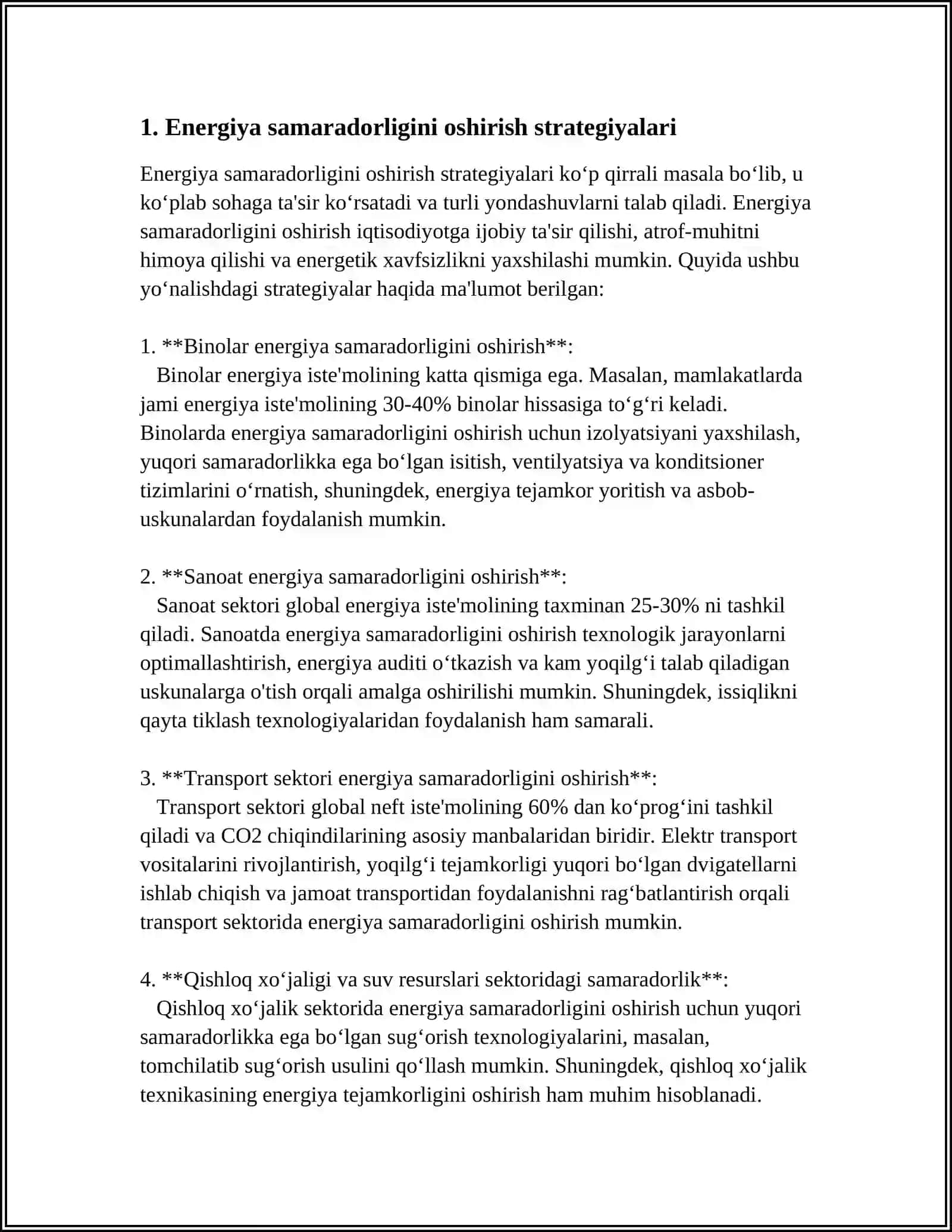 ENERGIYA TEJAMKORLIK SOHASIDAGI SERISLARNI YONALTIRISH VA ENERGIYA SAMARADORLIGI 3