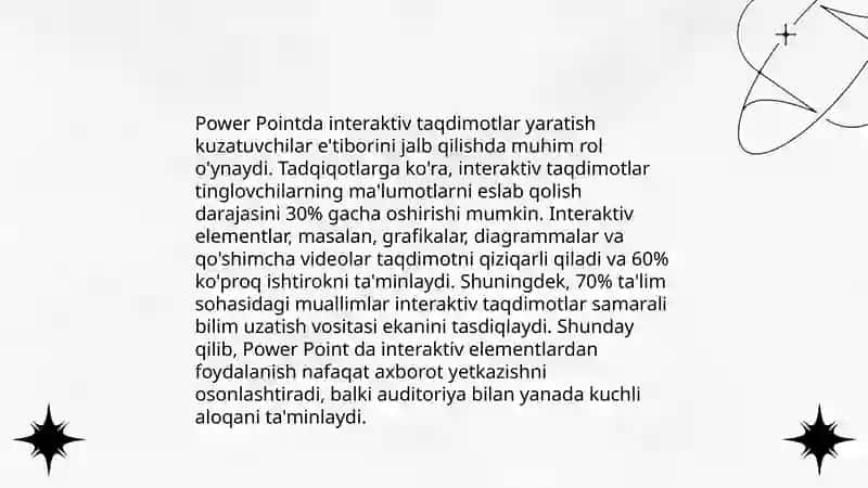 MS Power Pointda oʻrgatuvchi interaktiv taqdimotlar yaratish Ms Power Pointda giperssilkalar oʻrnatish. 3