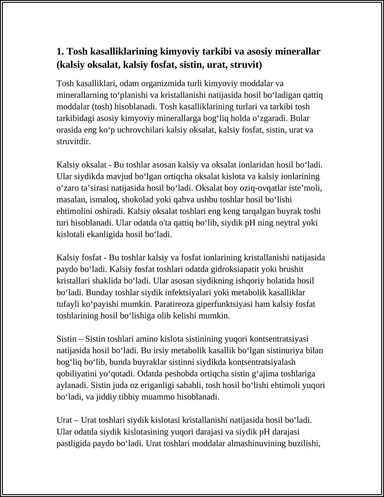 Tosh kasalliklarining kimyoviy asoslari 3