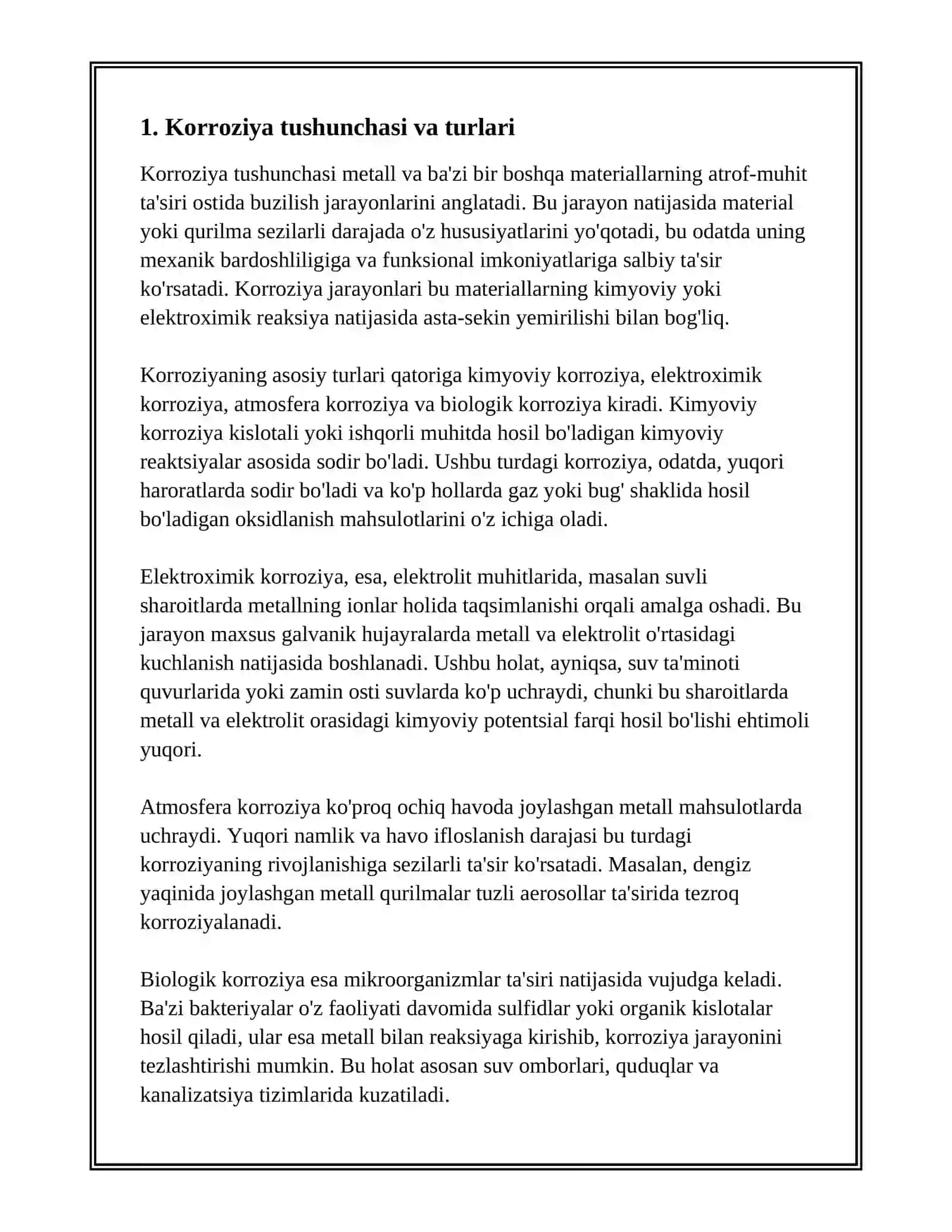 KORROZIYA VA UNGA TA'SIR QILUVCHI OMILLAR 3