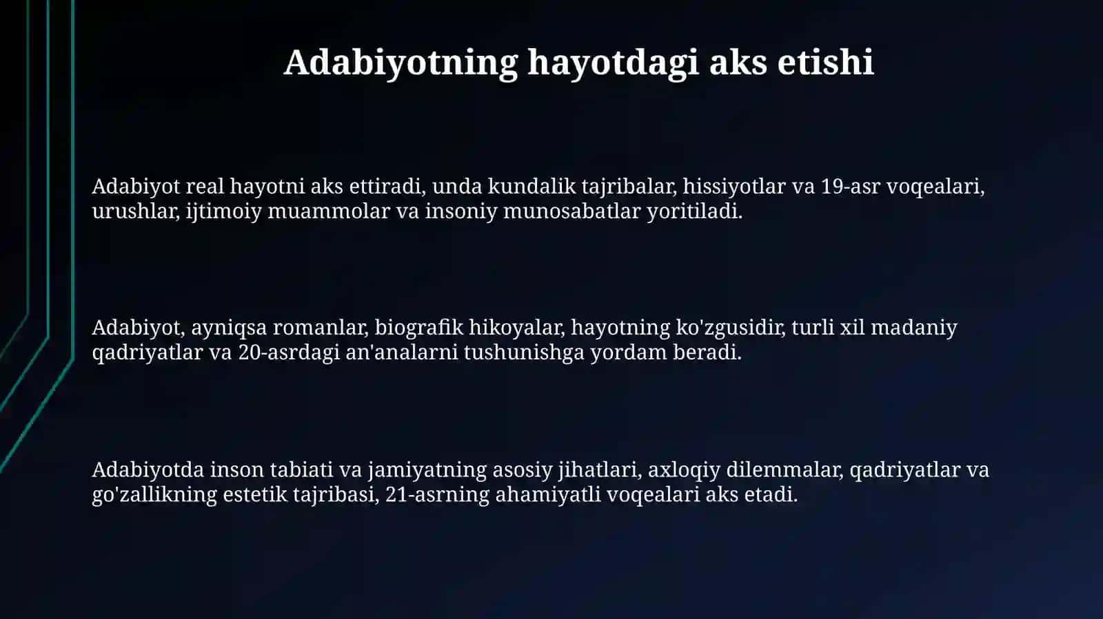 Adabiyotning Hayotga Ta'siri 3