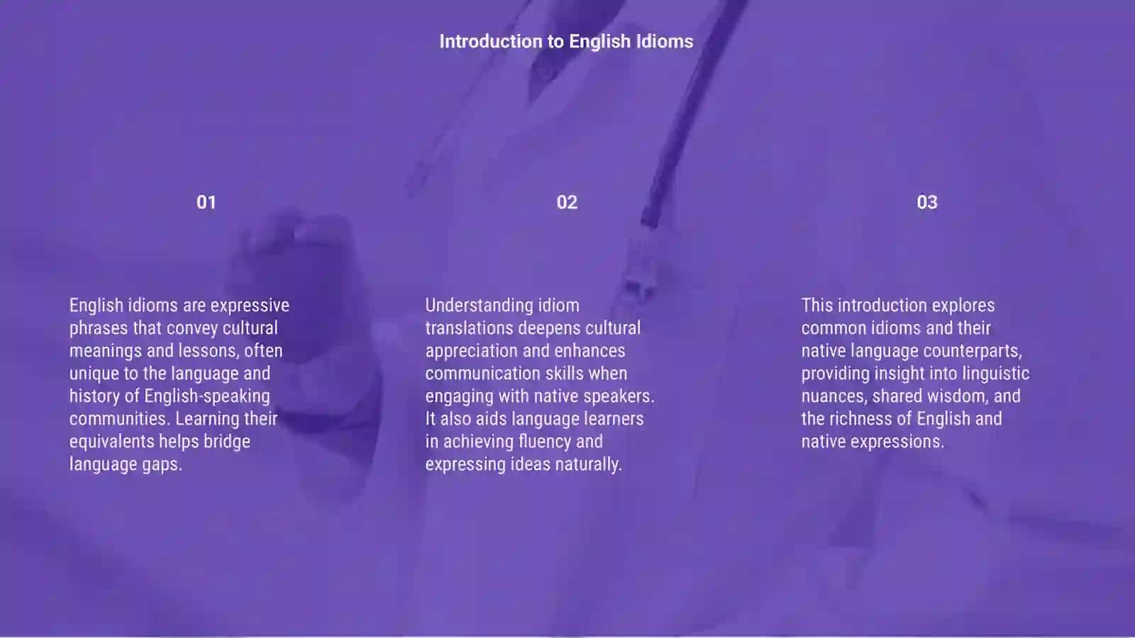 English idioms and their equivalents in [native language] 3