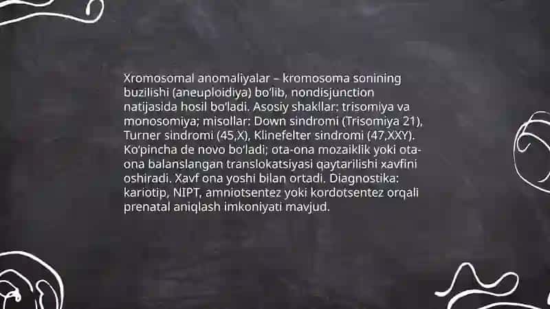 Irsiy kasaliklar xromosom kasaliklar irsiylanishi 3