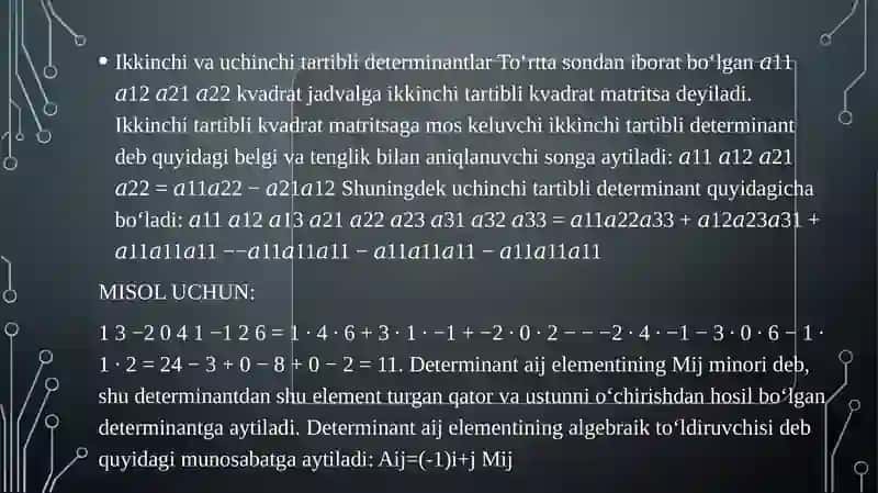 Determinantlar va ularning xossalari 3