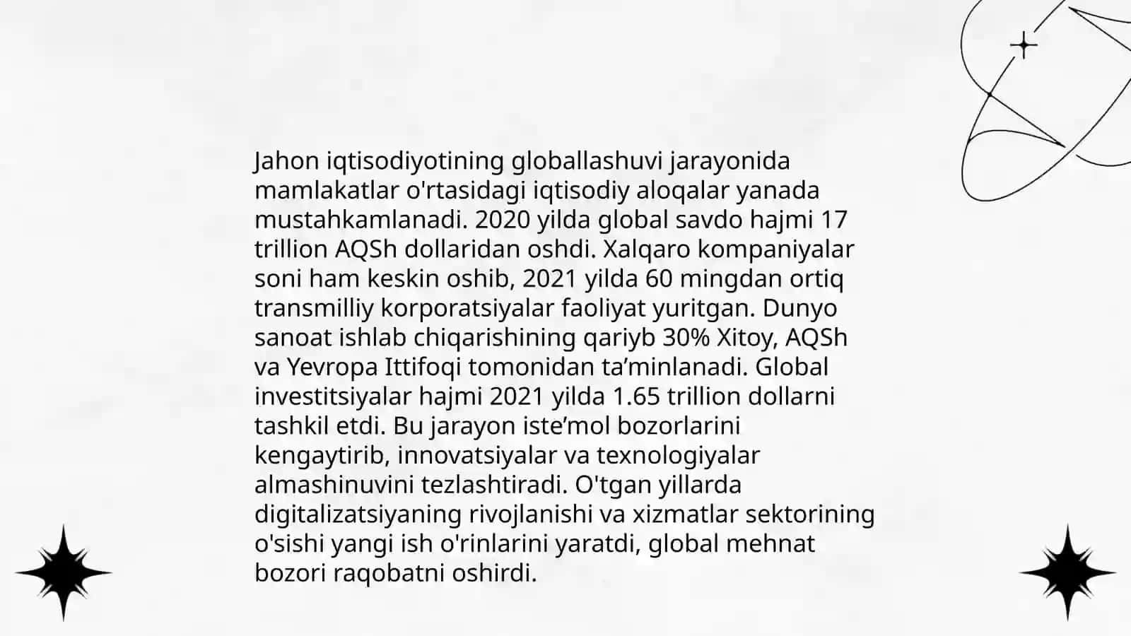 Jahan ekonomikasi oraylari ham xalqaraliq integraciya procesleri 3