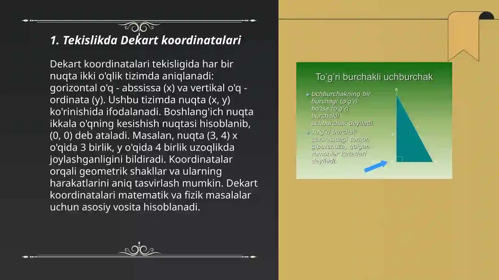 Tekislikda va fazoda Dekart koordinatalar sistemasi 3