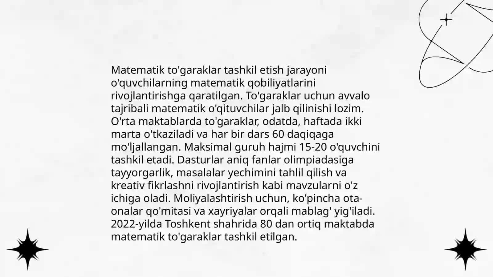 Boshlangʻich sinflarda matematikadan sinfdan tashqari ishlarni tashkil qilish turlari 3