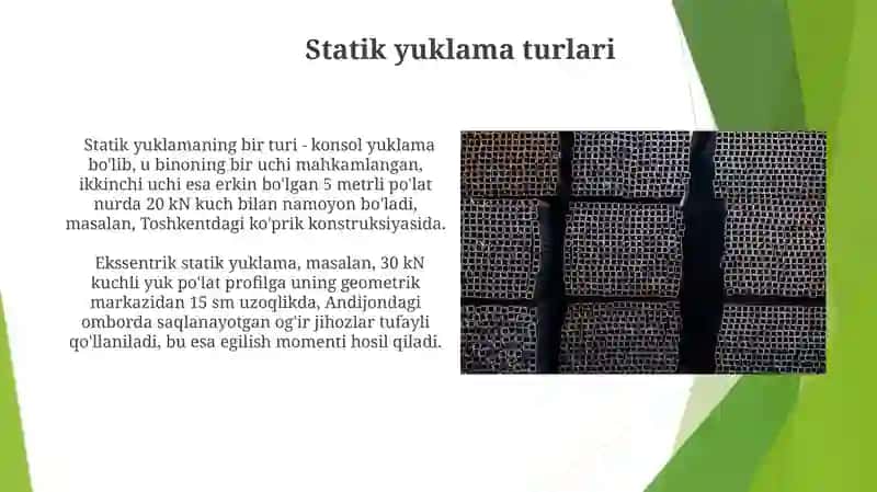 Po'latning Statik Yuk Ustida Ishlash 3