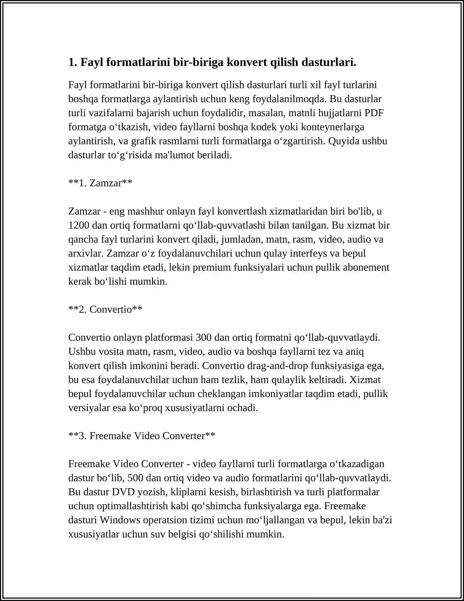 KONVERTIR DASTURLARI VA ULARNING IMKONIYATLARIDAN FOYDALANISH 3