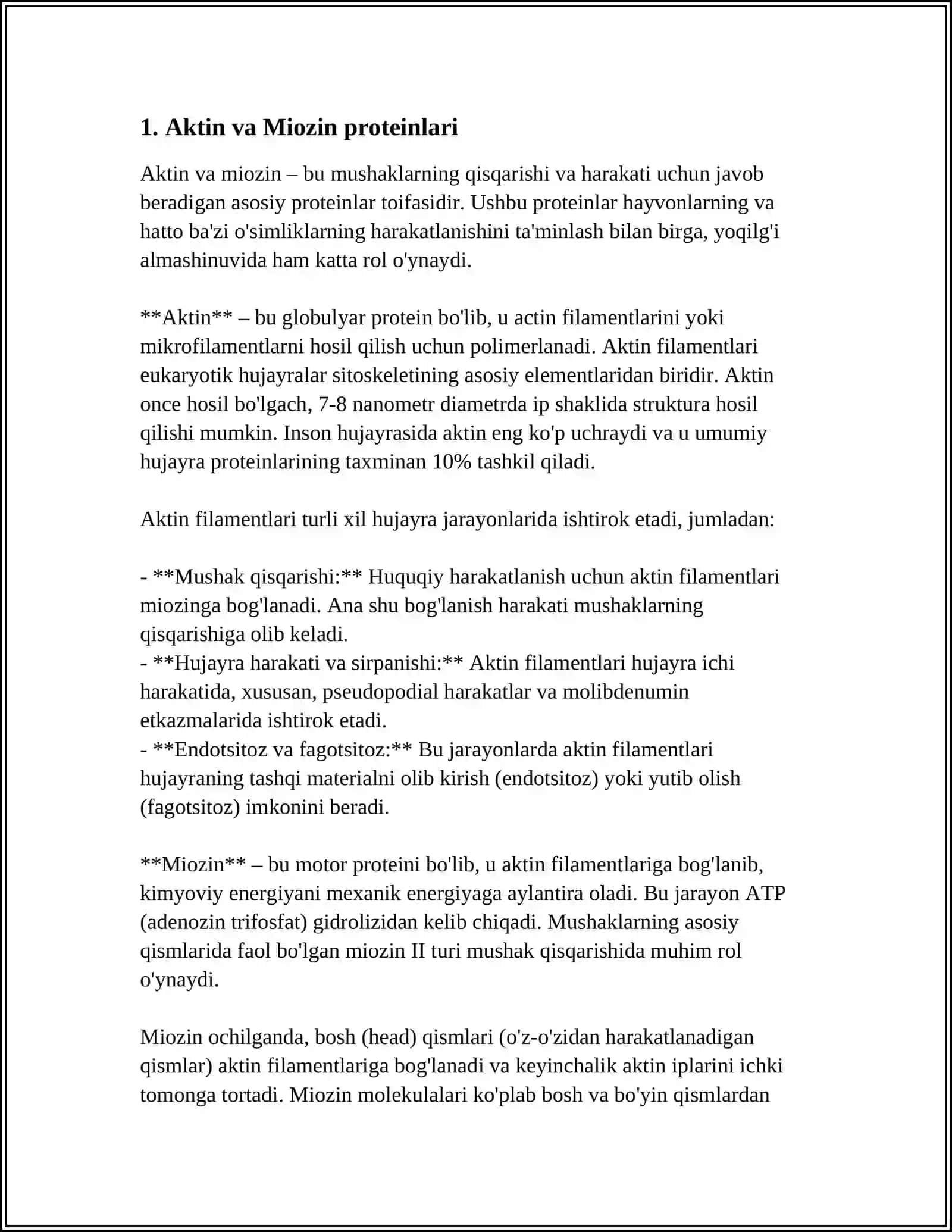 HARAKATCHAN VA QISQARUVCHI JARAYONLAR. MUSKUL QISQARISH APPARATI OQSILLARI 3