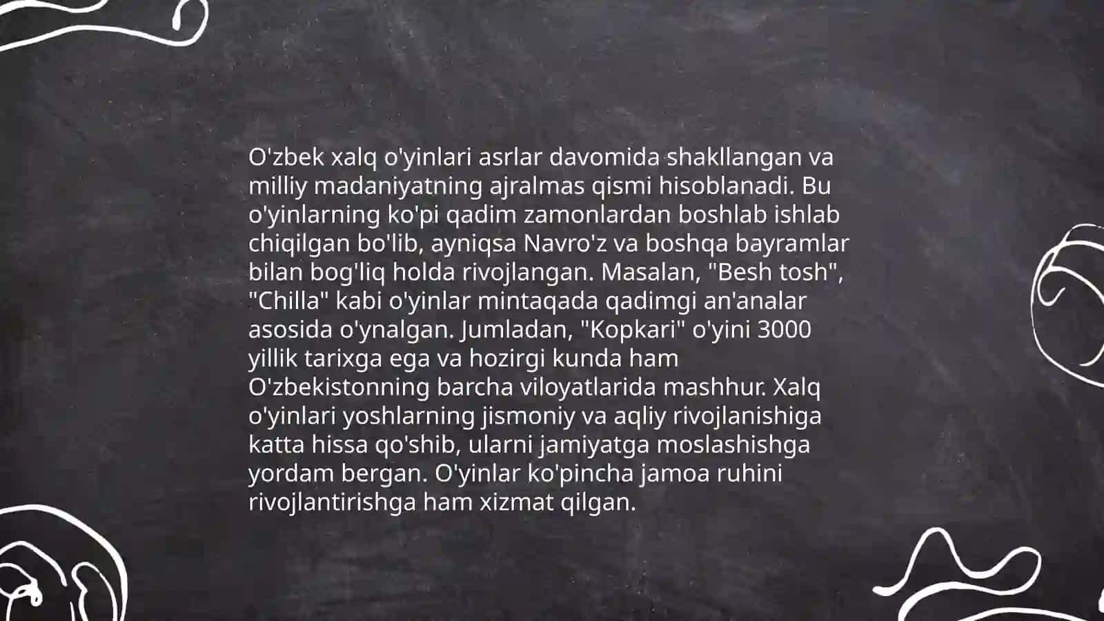O'zbek xalq o'yinlarining kelib chiqish tarixi va ularning o'tkazish metodları 3