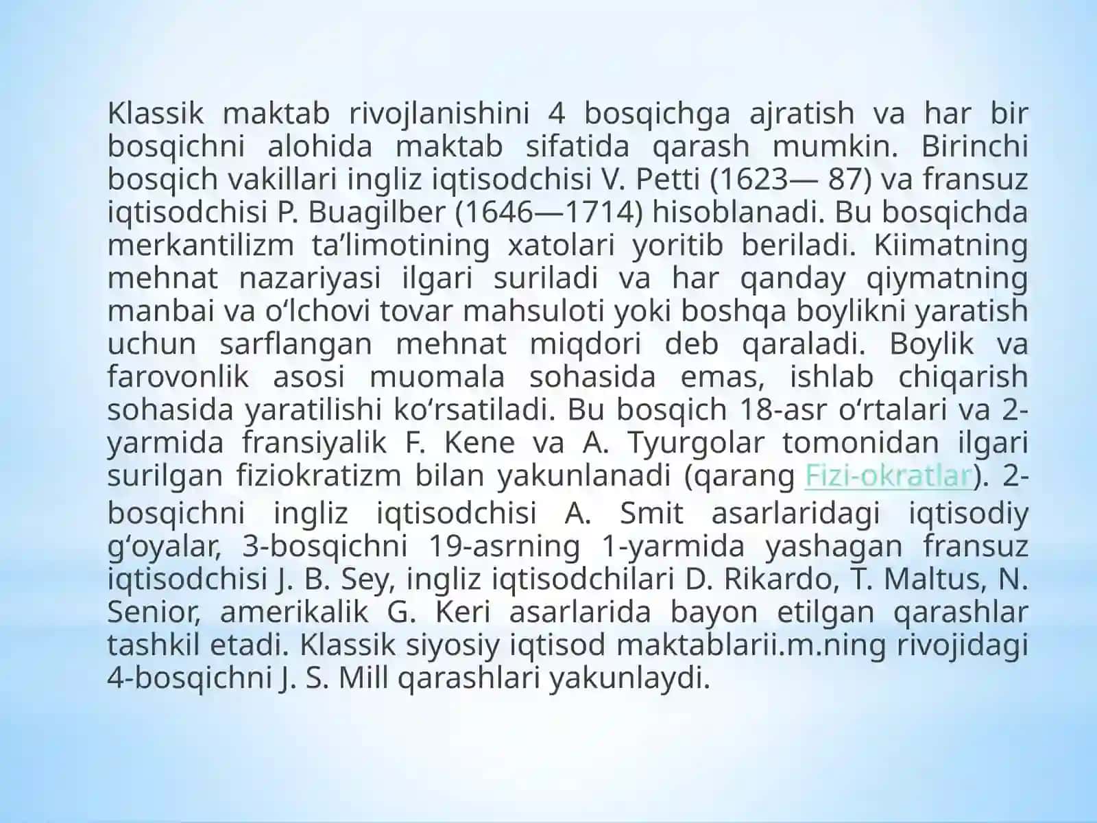 Klassik iqtisodiy maktabga muqobil g‘oyalarning mohiyati ALIYEV SHUKURULLO 3