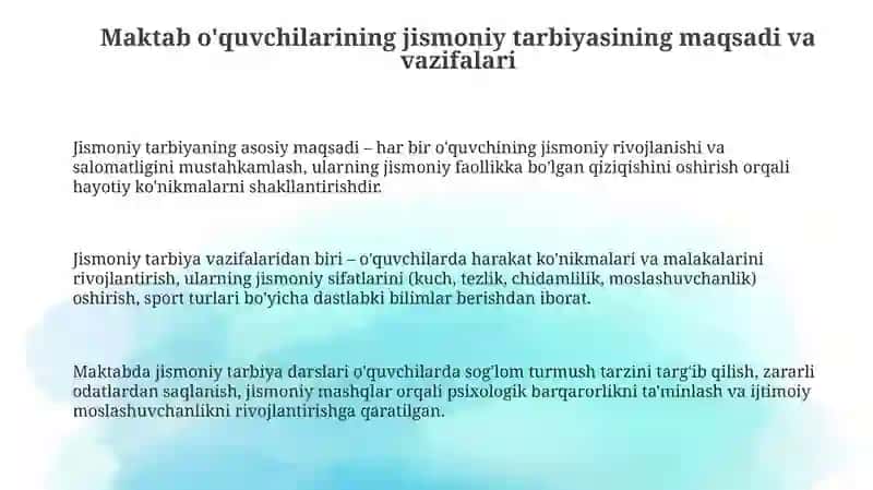 Maktab oʻquvchilarining jismoniy tarbiyasi 3