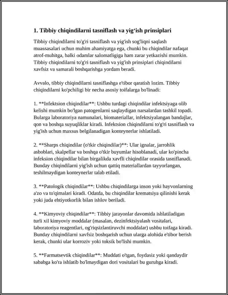 Tibbiy chiqindilarni yigʻish turlari 3