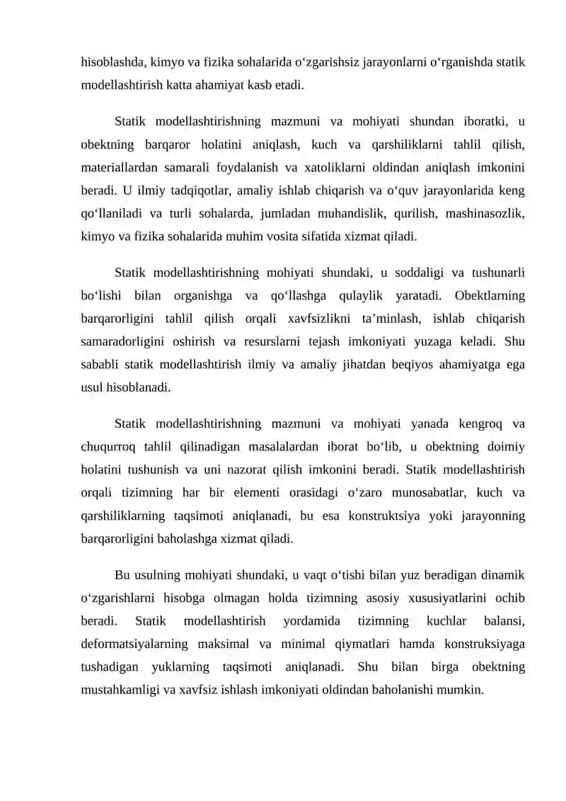 Statik modellashtirish usuli 3