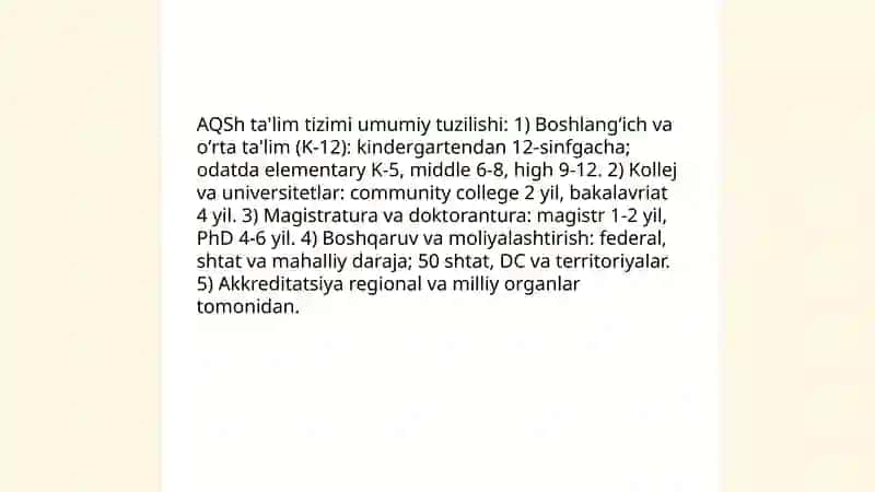 AQSh talim tizimi va uning tarkibi 3