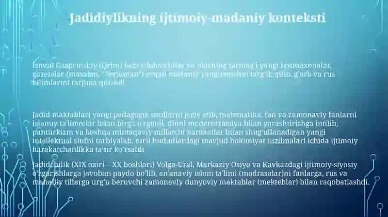 Jadid maʼrifatparvarlarning oʻlka ijtimoiy manaviy hayotida tutgan oʻrni 3