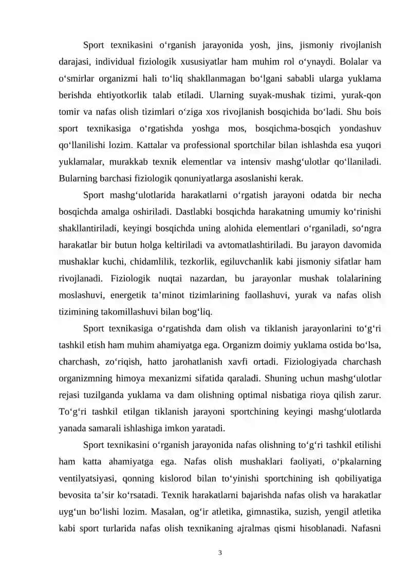 Spоrt tехnikasiga o'rgatishning fiziоlоgik qоidalari 3