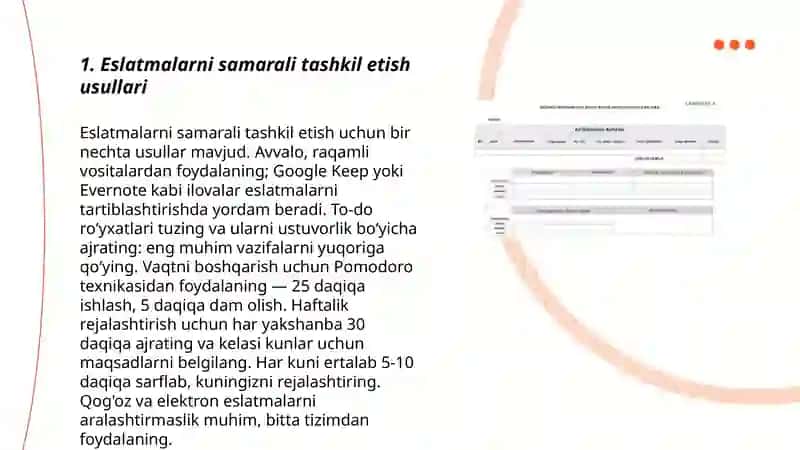 Eslatmalar bilan ishlash va foydali jihatlari 3