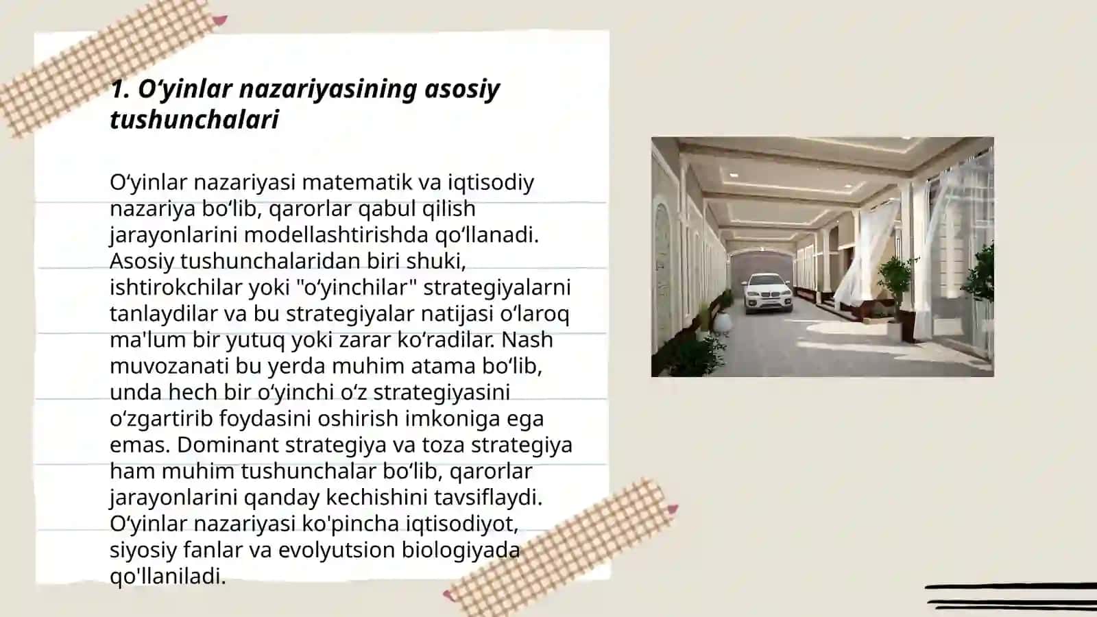 Òyinlar nazariyasi va òzaro hamkorlikni modellashtirish 3