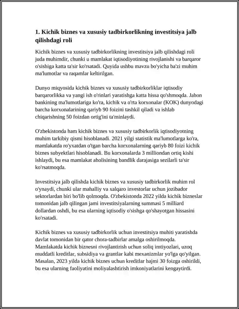 INVESTITSIYA FAOLIYATINI JONLANTIRISHGA KICHIK BIZNES VA XUSUSIY TADBIRKORLIKNING TA'SIRI 3