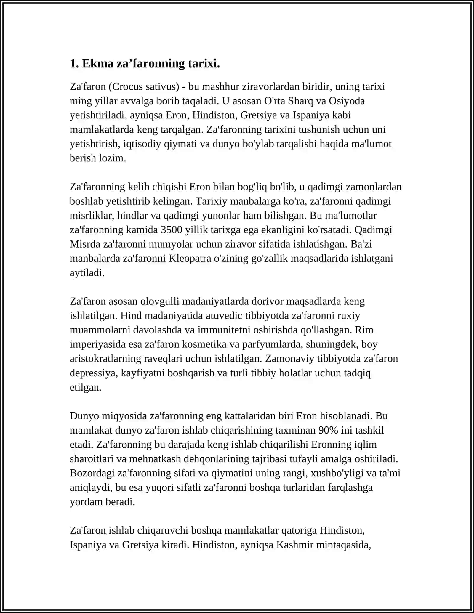 Ekma Zaʼfaron (Crocus sativus L) turining tarqalishi va dorivorlik xususiyati 3