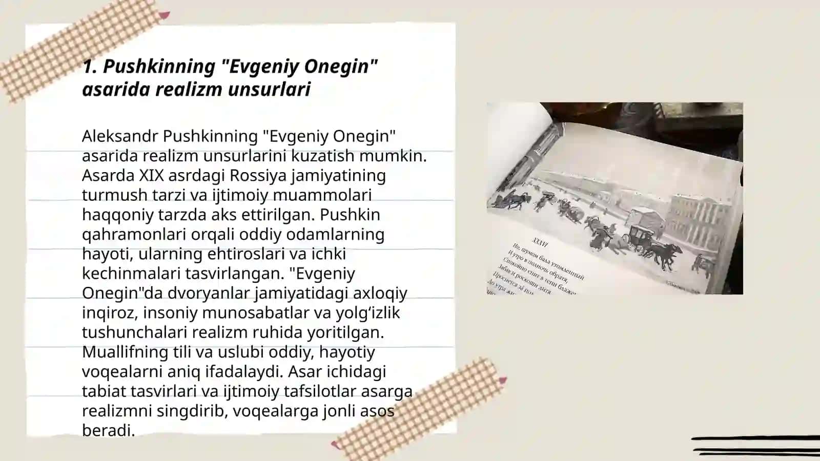 Pushkinning "Evginen Onegin" sheriy romani realistik asar sifatida 3